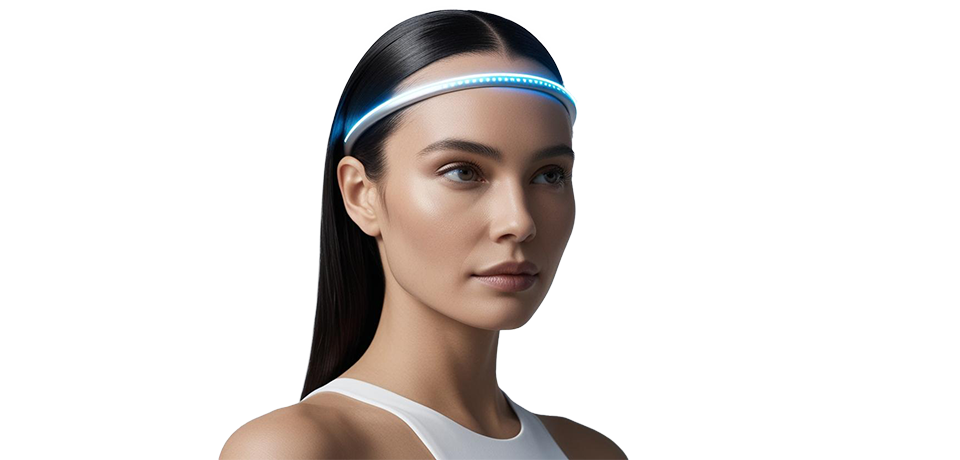 Dame mit Neuroflexr Stirnband.